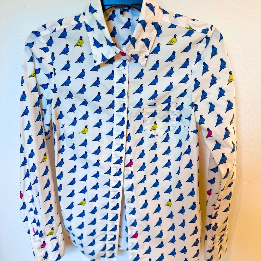 Boden button down long sleeve shirt. Size 2 blue and white